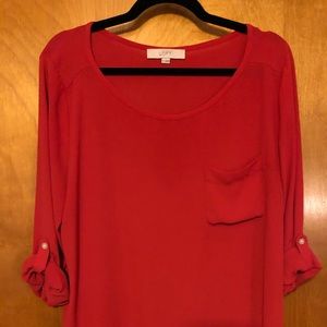 LOFT Roll Tab Sleeve Blouse